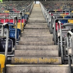 Treppenaufgang zu den Sitzplätzen in der Düsseldorf Arena.